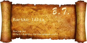 Bartko Tália névjegykártya